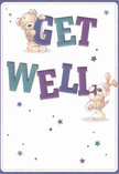 There's a special kind of warmth woven into the fabric of this illustrated get well card, perfect for sending heartfelt wishes to someone recovering in Wapping. The central image features an affectionate bear and a joyful puppy, each interacting with the exuberant 'Get Well' message, their fluffy textures and expressive faces brimming with playful optimism. Surrounding them, a constellation of sparkling stars in rich indigo, teal, and creamy white flickers against the card's soft background, echoing the glow of lanterns along Wapping's riverside paths. The vivid, confident lettering seems to burst forward, each shade carefully chosen to evoke both serenity and encouragement-a blend reminiscent of thoughtfully selected flowers brightening a bedside. The illustration's light, airy composition and gentle hues cultivate a sense of calm and cleanliness, crucial for lifting spirits. It's easy to imagine this cheerful card accompanying a bouquet crafted by a local florist-each combining to create a restorative gesture that carries all the sincerity and emotional comfort of Wapping's close-knit neighbourhood. This card isn't just a message; it's a tender embrace in paper form, designed to brighten even the gloomiest of days.