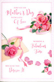 This Mother's Day card presents a softly romantic scene, where pink roses are arranged with the same care and eye for detail you might see in a small Wapping florist. At the heart of the design sits a loose cluster of roses in varied pink tones, from tender blush to richer rose hues, each flower fully opened so their layered petals form generous, cupped rosettes. Scattered petals, in matching shades, are sprinkled across a clean white background, suggesting a whimsical, almost fleeting moment-the way petals might fall to a worktop after tying the final bow on a bouquet bound for a home near Wapping Overground or along the Thames Path. The card is lit with a soft, even glow that adds a feeling of warmth and calm, without hard shadows or harsh brightness, making every curve and curl of the petals feel inviting. Handwritten-style calligraphy weaves across the card with elegant loops and gentle flourishes, giving voice to a loving Mother's Day sentiment that matches the tenderness of the imagery. A satin-like ribbon, in coordinating pastel tones, winds around the largest rose cluster, adding a touch of celebration and gift-wrapping charm. The overall effect is that of a quiet, heartfelt tribute-a paper bouquet that carries the fragrance of spring in the imagination, perfectly suited to accompany fresh flowers or a simple, thoughtful gesture from children and families in Wapping who want to say thank you with beauty and grace.